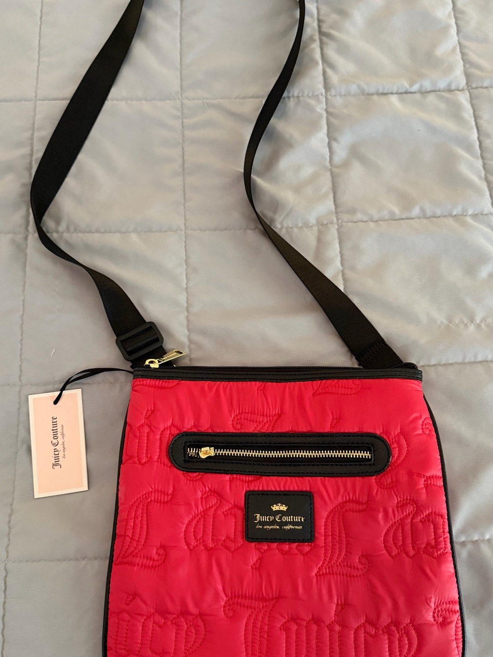 Juicy Couture Red Quilted Crossbody with Black Strap